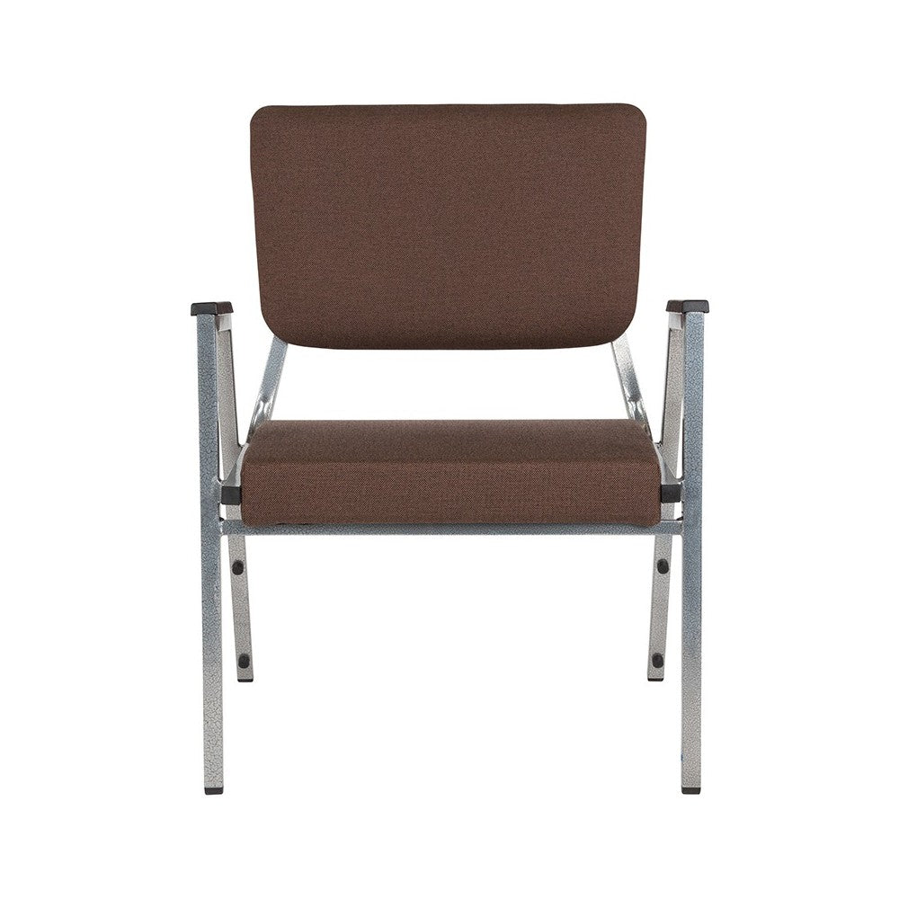 1500 lb. Rated Brown Antimicrobial Fabric Bariatric Medical Reception Arm Chair with 3/4 Panel Back