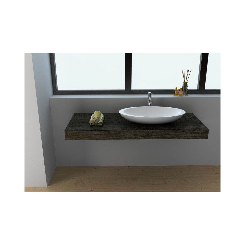 23.6" Solid Surface Bowl In White Matt - No Faucet