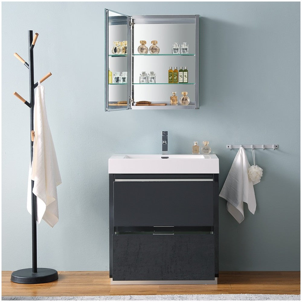 30 Dark Slate Gray Free Standing Modern Bathroom Vanity w/ Medicine Cabinet
