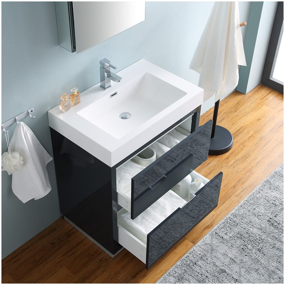 30 Dark Slate Gray Free Standing Modern Bathroom Vanity w/ Medicine Cabinet
