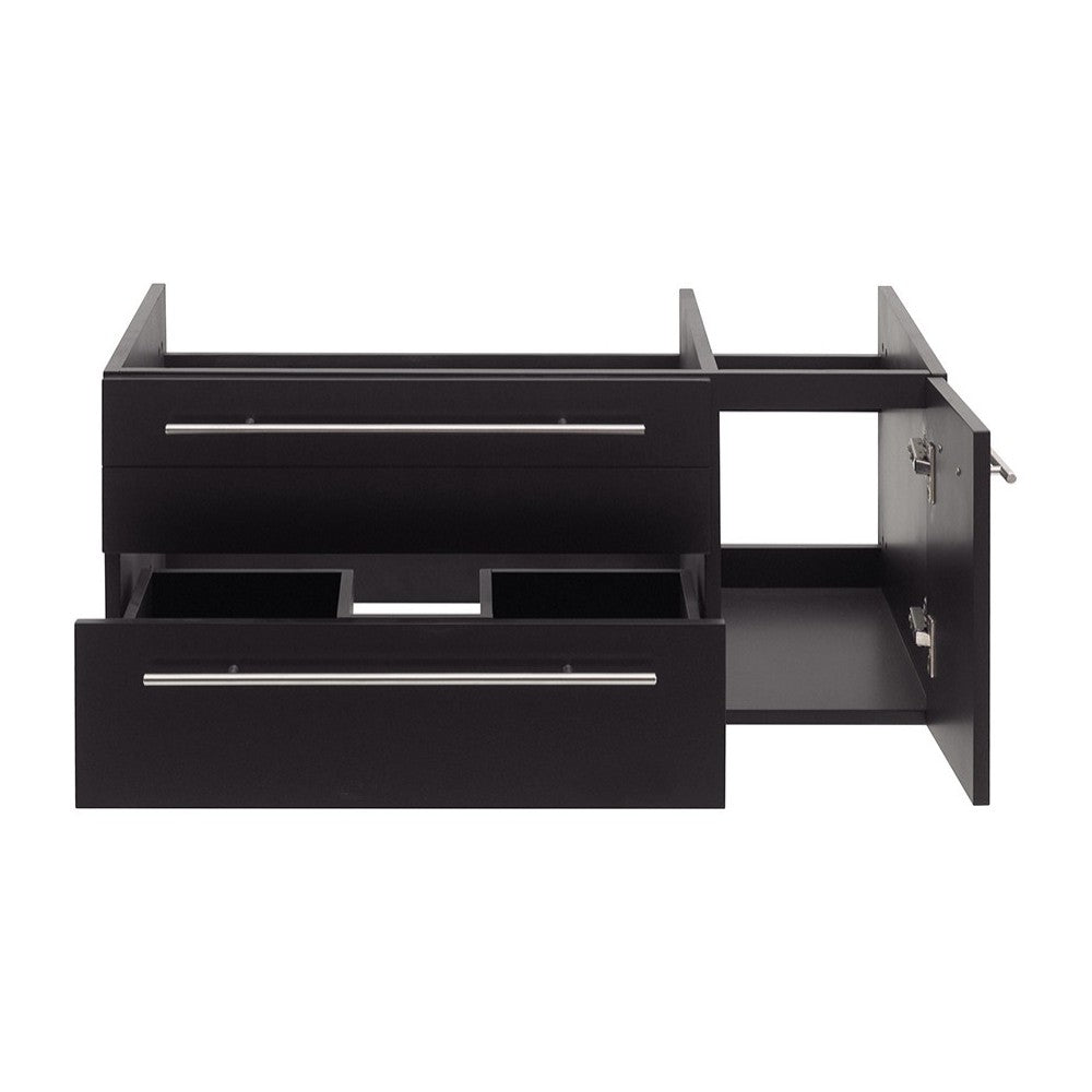 36 Espresso Wall Hung Undermount Sink Modern Bathroom Cabinet - Left Version
