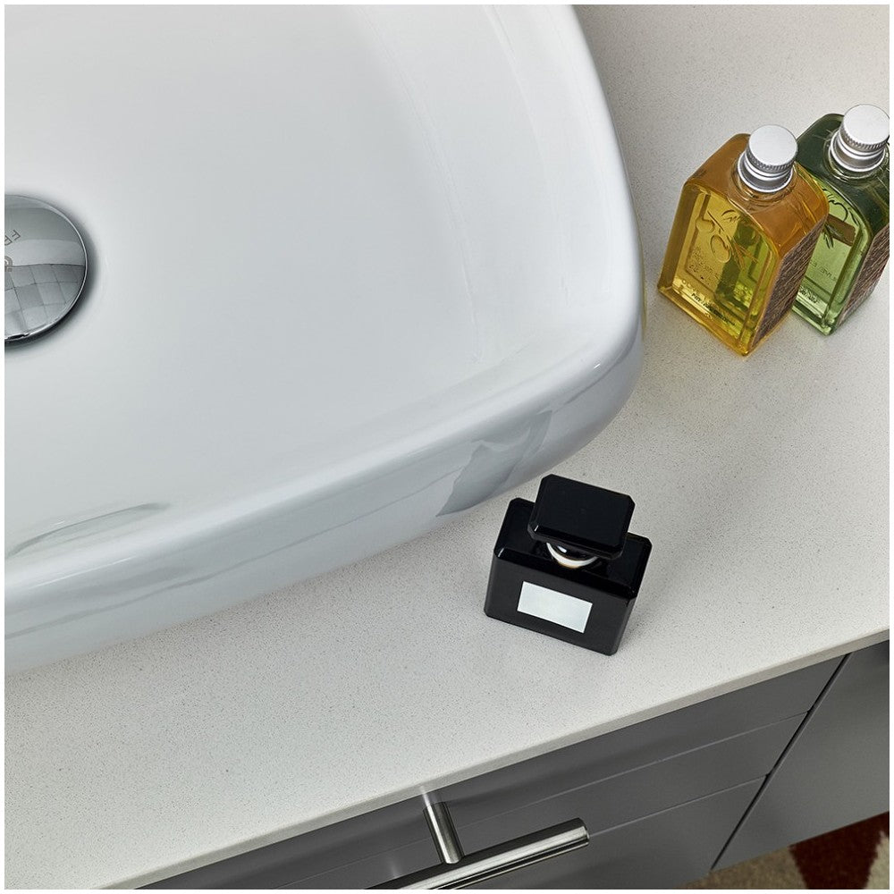 36 Gray Wall Hung Modern Bathroom Cabinet w/ Top & Vessel Sink - Left Version