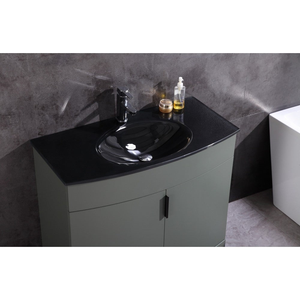 36" Pewter Green Bathroom Vanity - Pvc