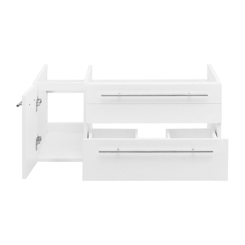 36 White Wall Hung Undermount Sink Modern Bathroom Cabinet - Right Version