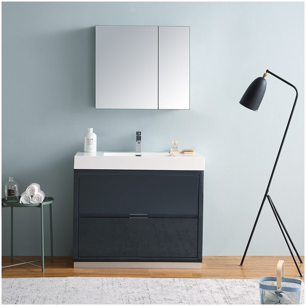 40 Dark Slate Gray Free Standing Modern Bathroom Vanity w/ Medicine Cabinet