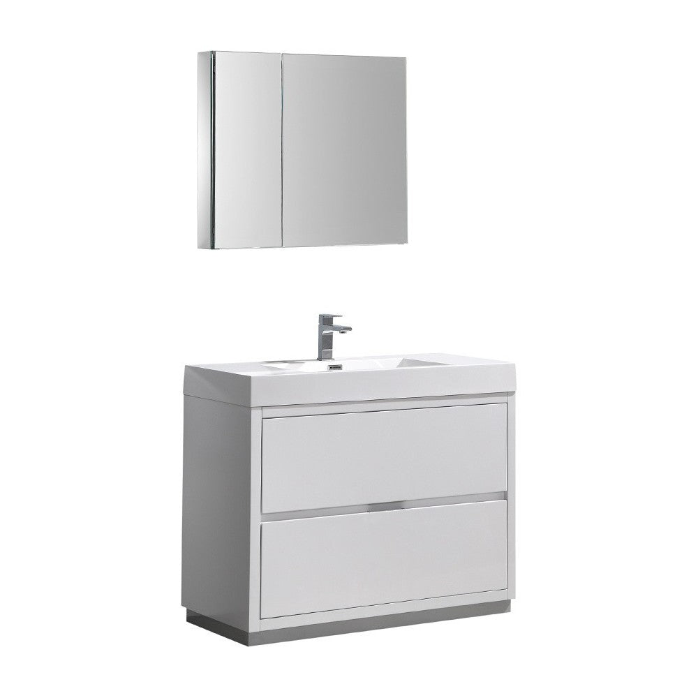 40 White Free Standing Modern Bathroom Vanity w/ Medicine Cabinet