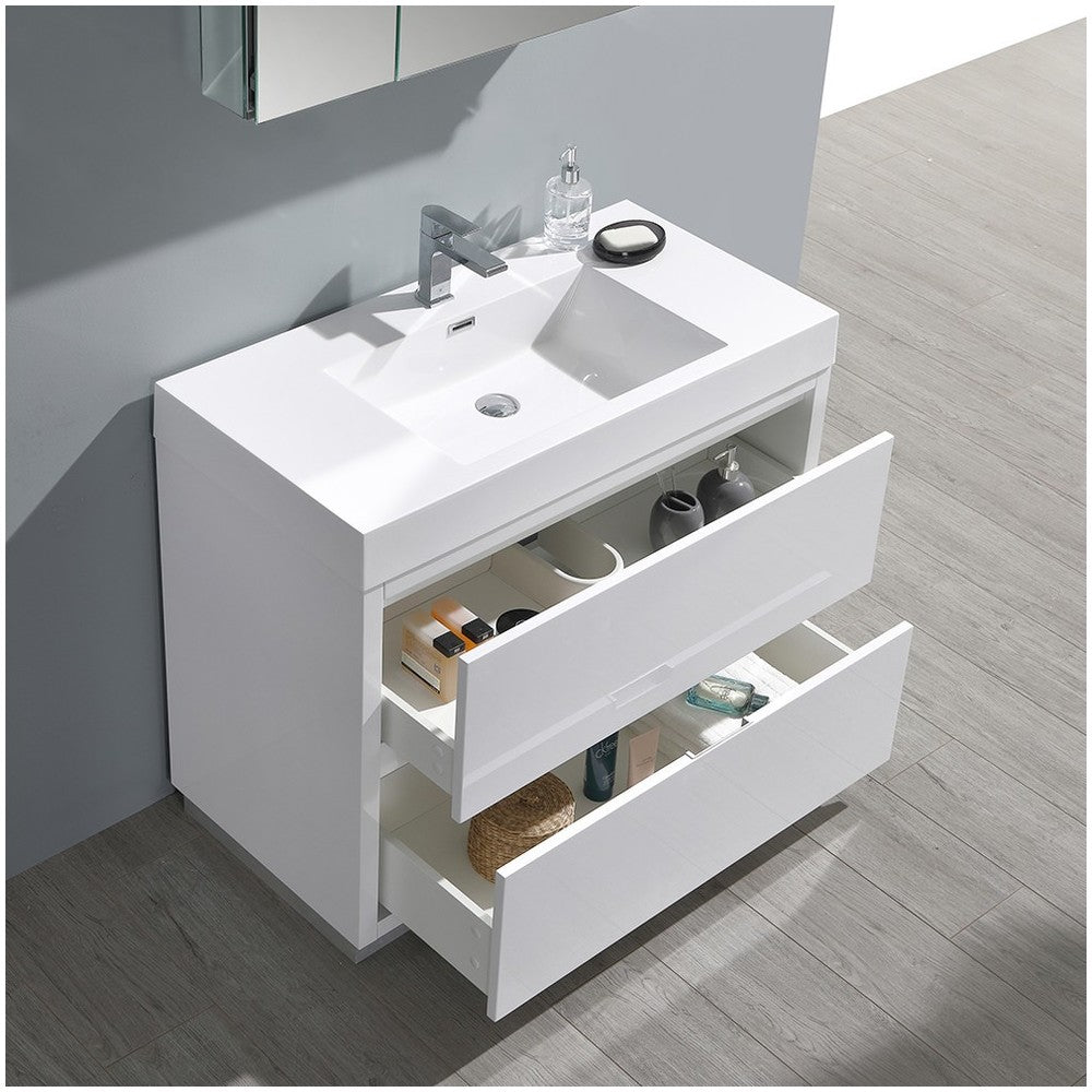 40 White Free Standing Modern Bathroom Vanity w/ Medicine Cabinet