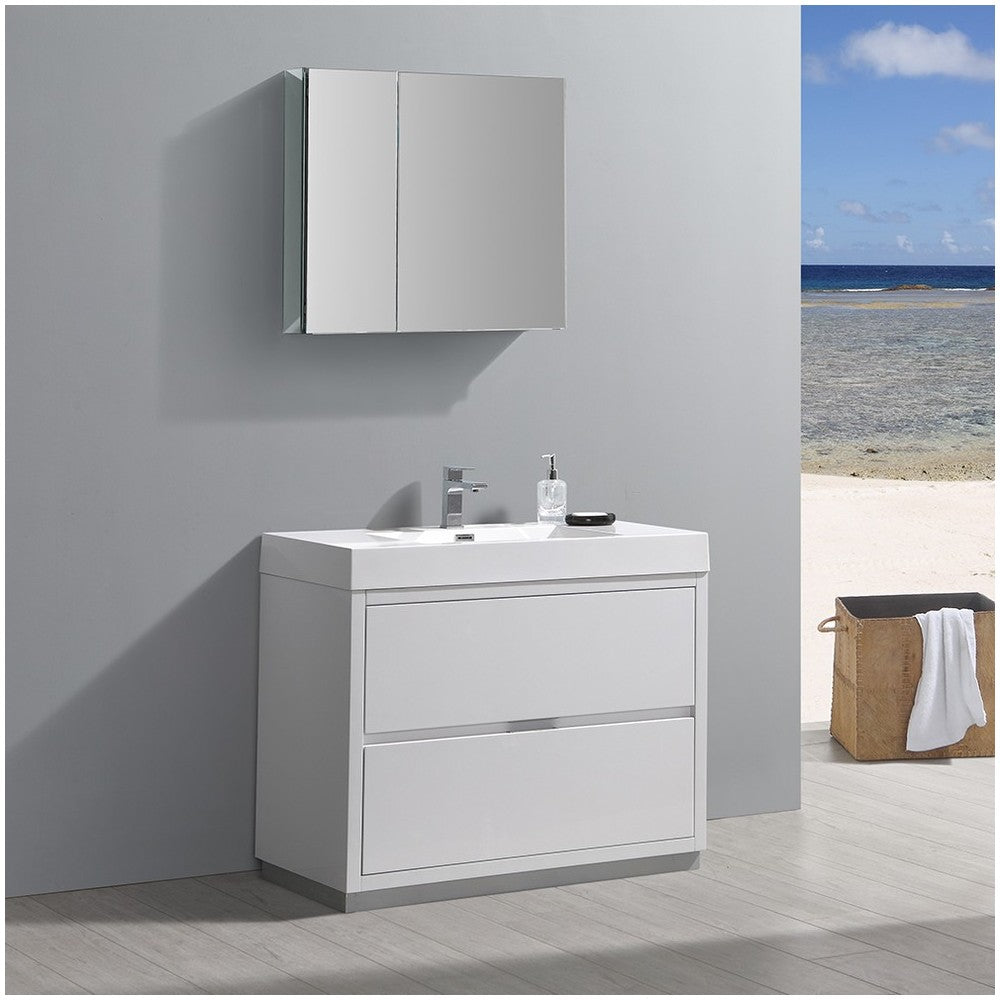 40 White Free Standing Modern Bathroom Vanity w/ Medicine Cabinet