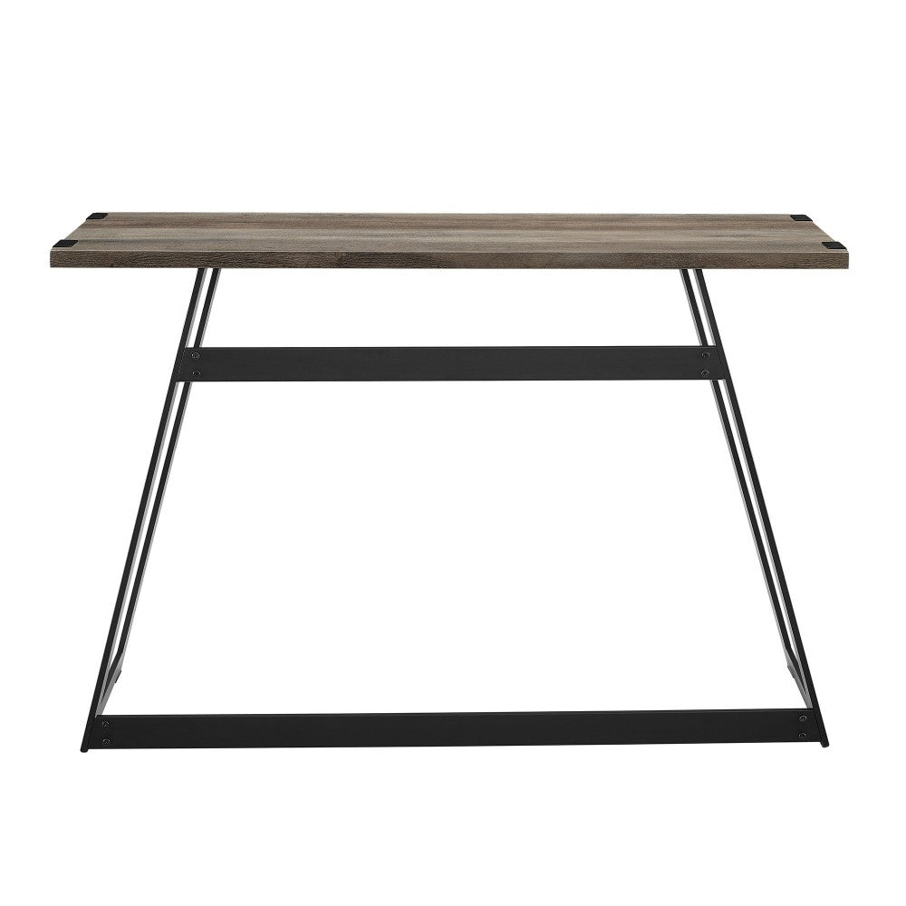 46" Faux Wrap Leg Modern Industrial Entry Table - Gray Wash