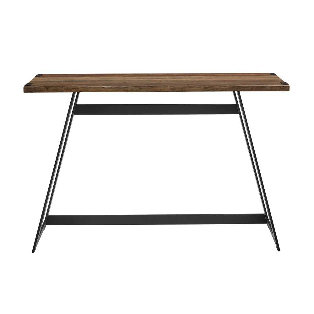 46" Faux Wrap Leg Modern Industrial Entry Table - Rustic Oak