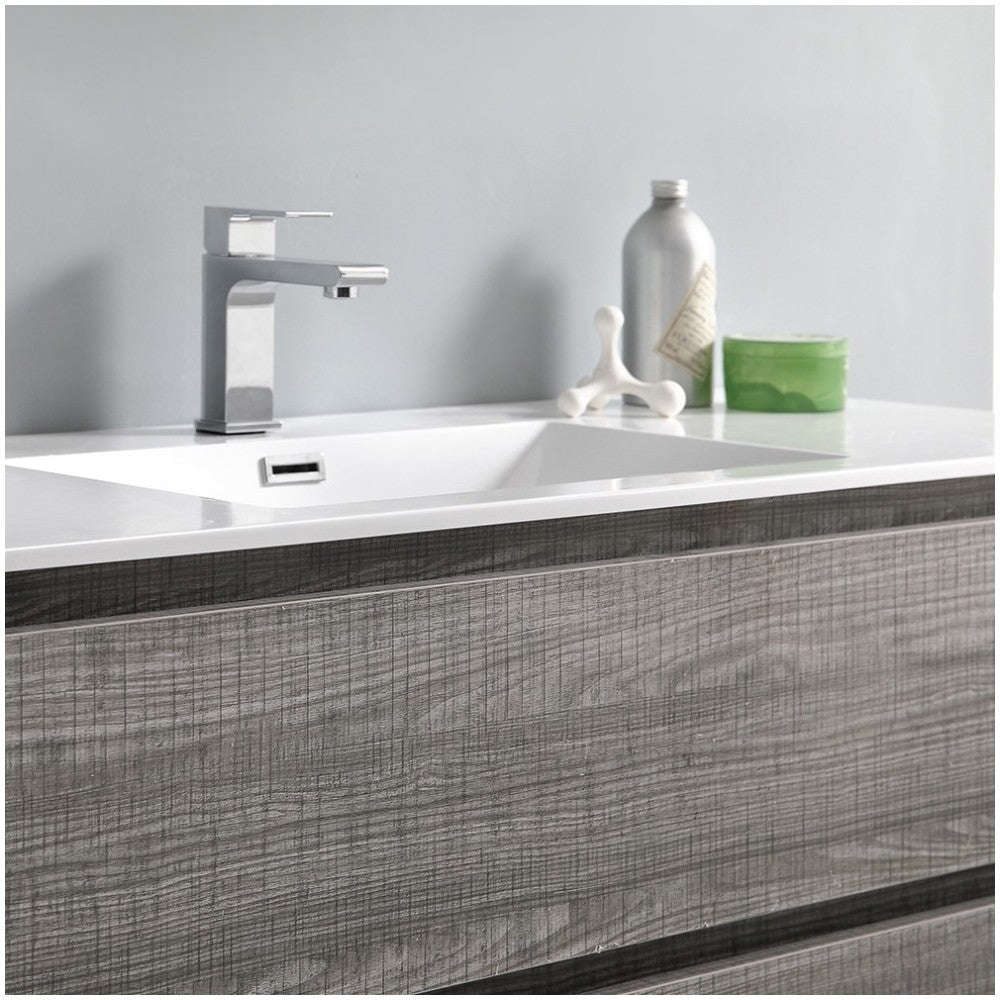48 Glossy Ash Gray Free Standing Modern Bathroom Vanity w/ Medicine Cabinet