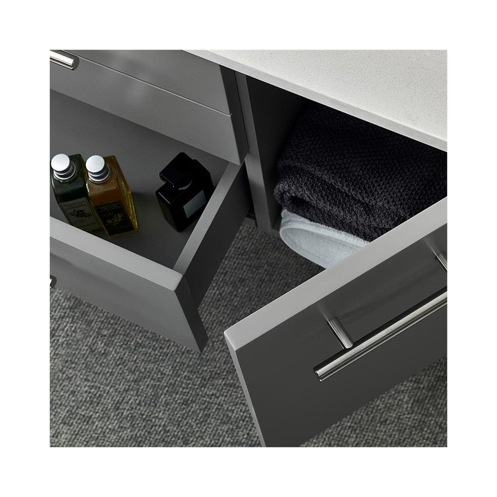 48 Gray Wall Hung Undermount Sink Modern Bathroom Vanity w/ Medicine Cabinet
