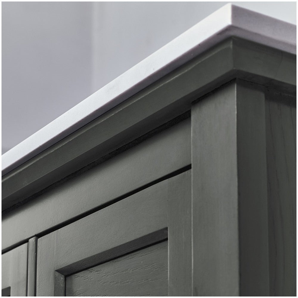 48 Gray Wood Veneer Traditional Double Sink Bathroom Cabinet w/ Top & Sinks