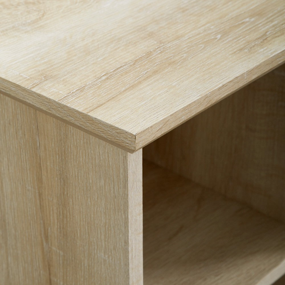 48" Simple Glass Door Corner TV Console - White Oak