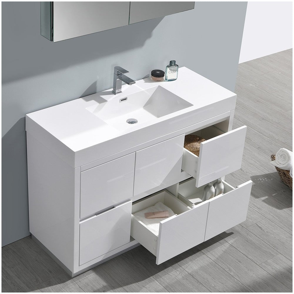 48 White Free Standing Modern Bathroom Vanity w/ Medicine Cabinet