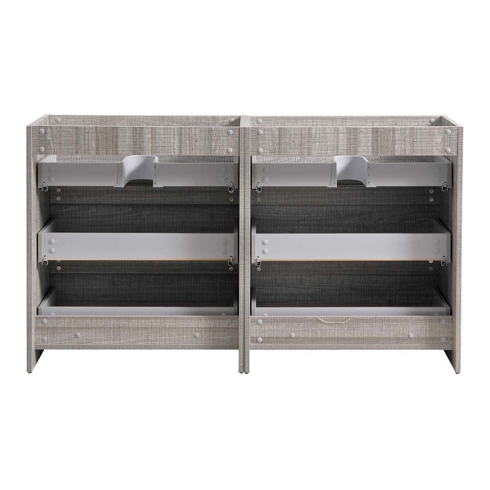 60 Ash Gray Free Standing Double Sink Modern Bathroom Cabinet, FCB93-3030HA-D