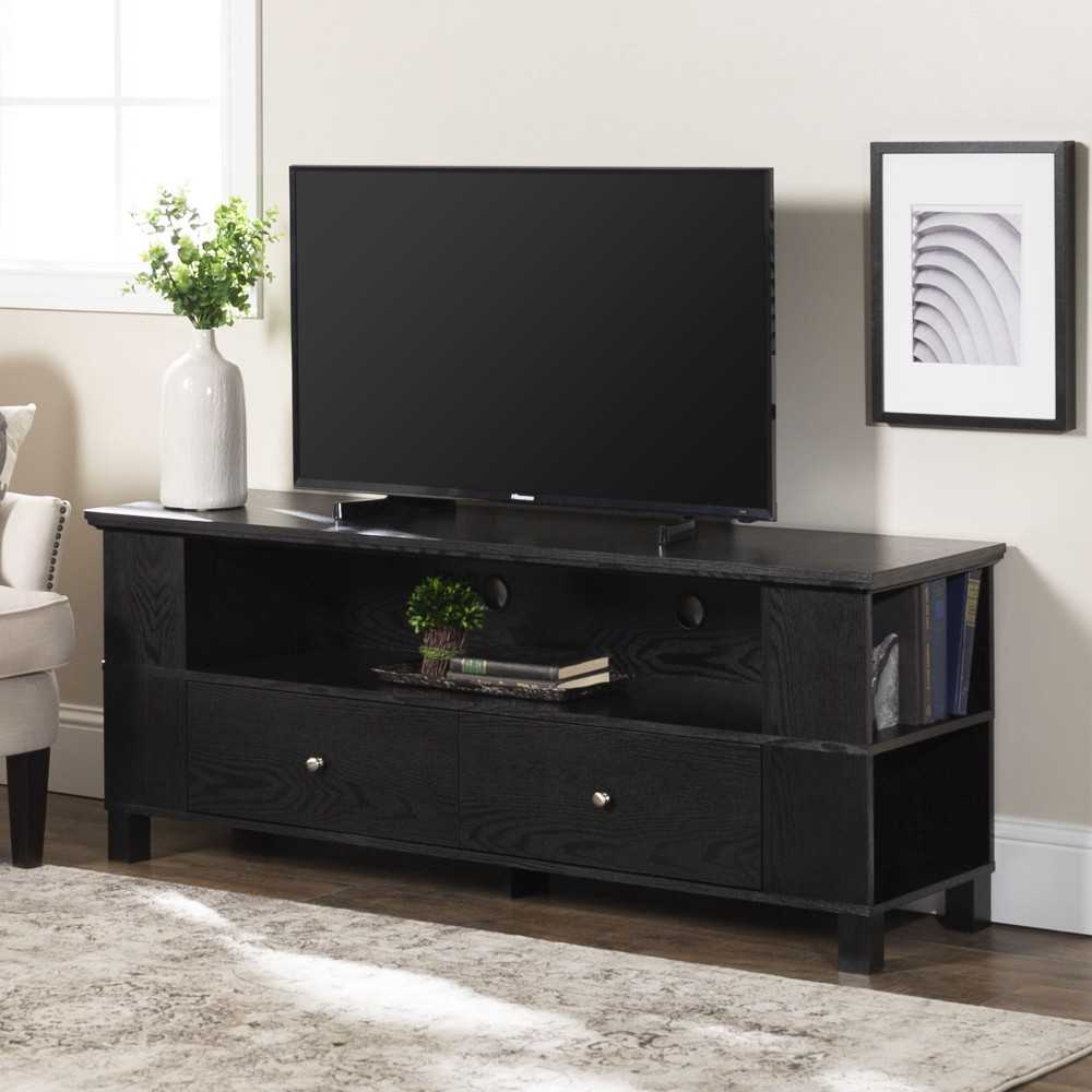60" Rustic Wood TV Stand - Black