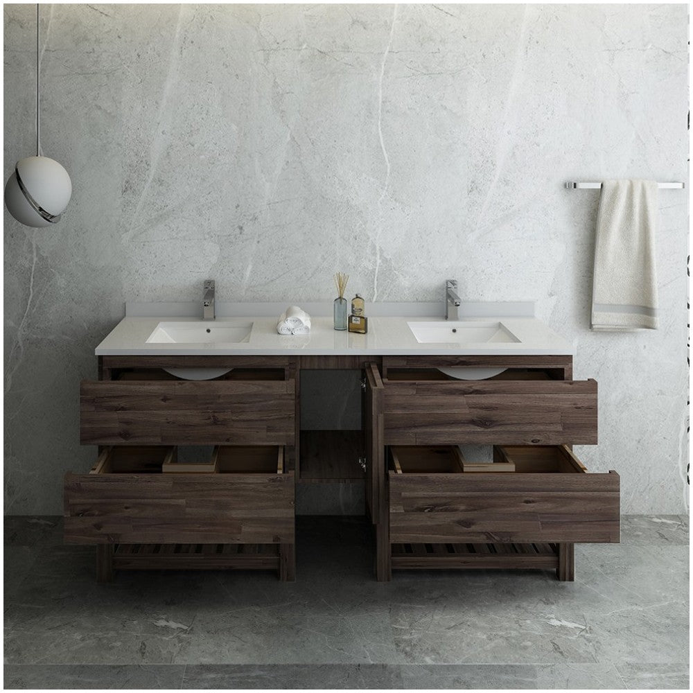 70 Floor Standing Open Bottom Double Sink Bathroom Cabinet, FCB31-301230ACA-FS