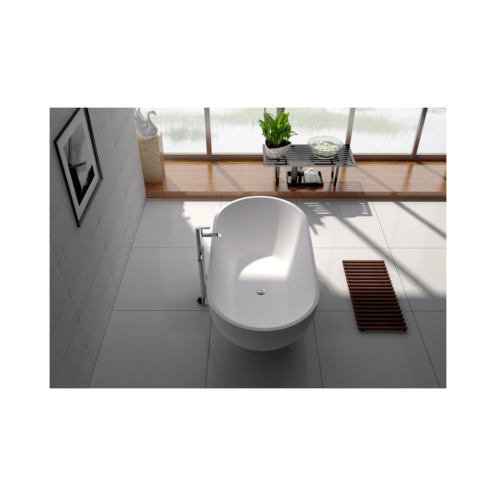 70.1" White Matt Solid Surface Tub - No Faucet