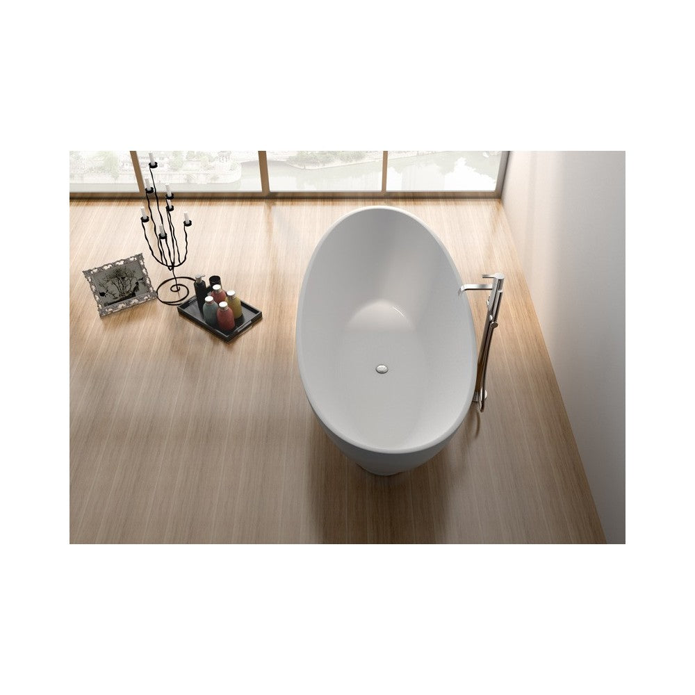 70.7" White Matt Solid Surface Tub - No Faucet