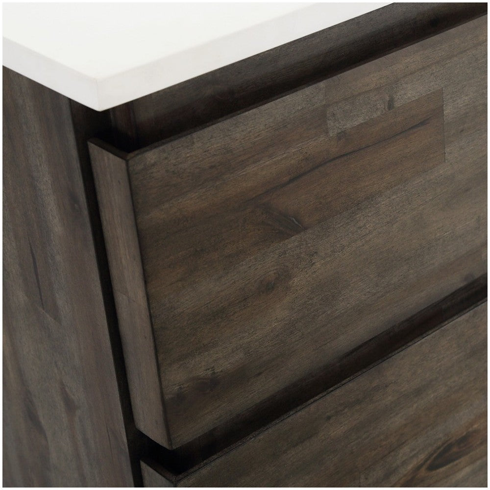 72 Floor Standing Open Bottom Dbl Sink Bathroom Cabinet, Top, Sinks, Acacia Wood