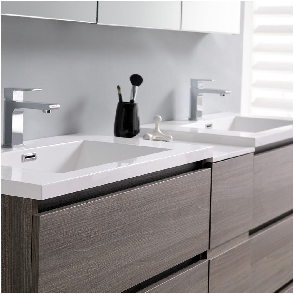 72 Gray Wood Free Standing Dbl Sink Bathroom Vanity, Medicine Cabinet
