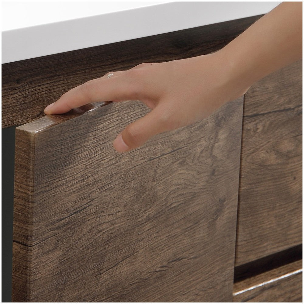 72 Rosewood Free Standing Double Sink Bathroom Cabinet w/ Integrated Sinks