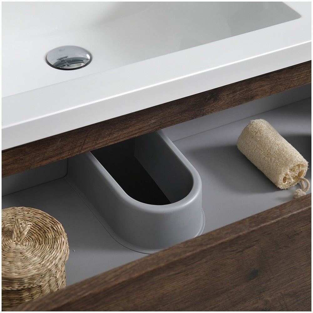 84 Rosewood Free Standing Double Sink Bathroom Cabinet w/ Integrated Sinks