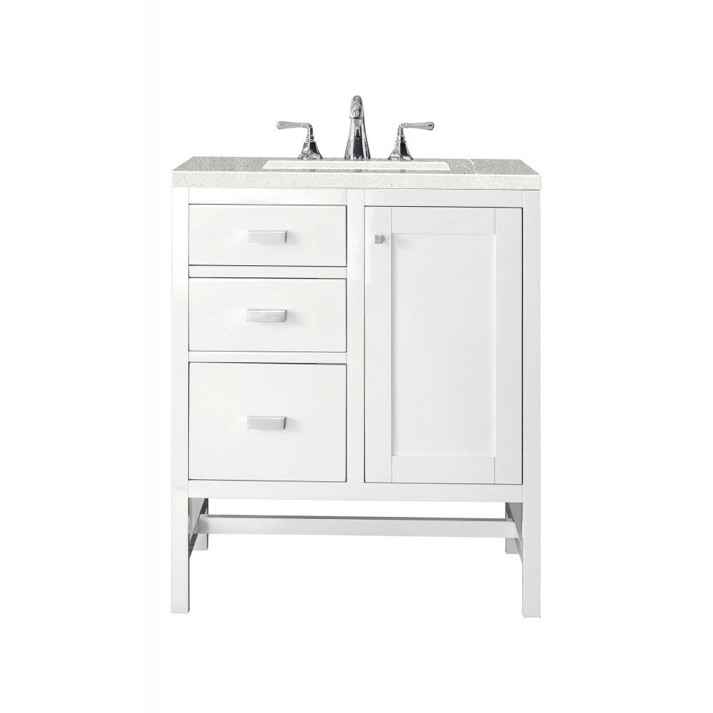 Addison 30" Single Vanity Cabinet, Glossy White, w/ 3 CM Eternal Serena Top
