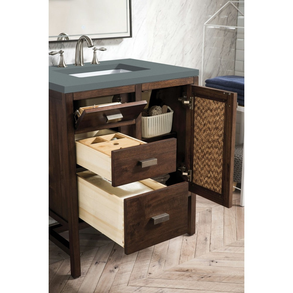 Addison 30" Single Vanity, Mid Century Acacia, w/ 3 CM Cala Blue Quartz Top