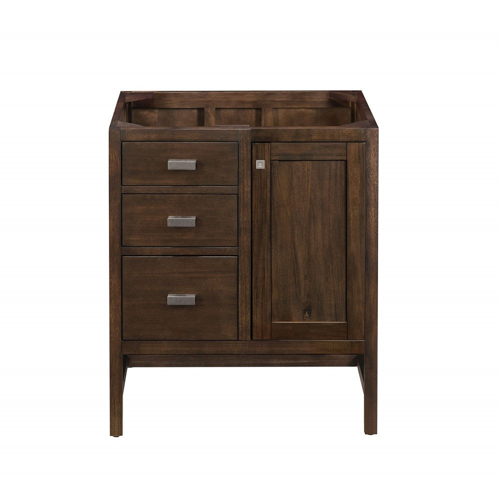 Addison 30" Single Vanity, Mid Century Acacia, w/ 3 CM Classic White Quartz Top