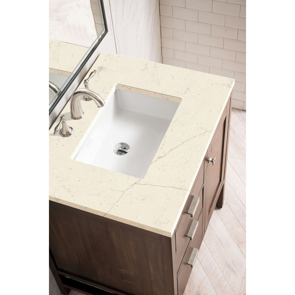 Addison 30" Single Vanity, Mid Century Acacia, w/ 3 CM Eternal Marfil Quartz Top