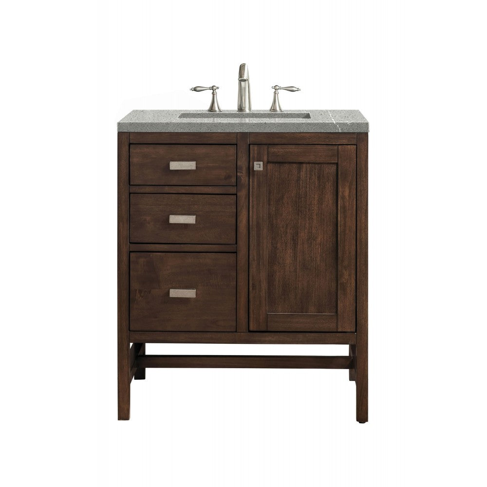Addison 30" Single Vanity, Mid Century Acacia, w/ 3 CM Eternal Serena Quartz Top