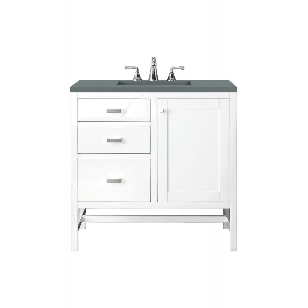 Addison 36" Single Vanity Cabinet, Glossy White, w/ 3 CM Cala Blue Top