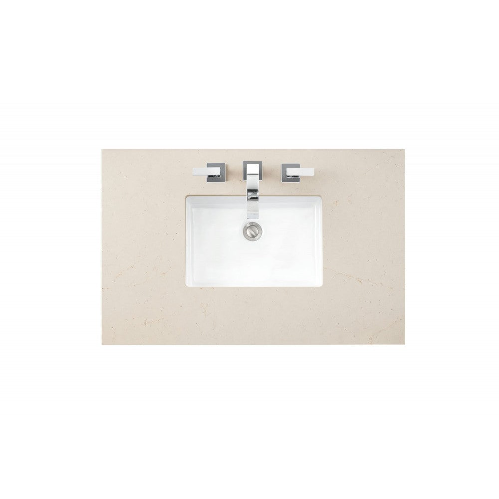 Addison 36" Single Vanity Cabinet, Glossy White, w/ 3 CM Eternal Marfil Top