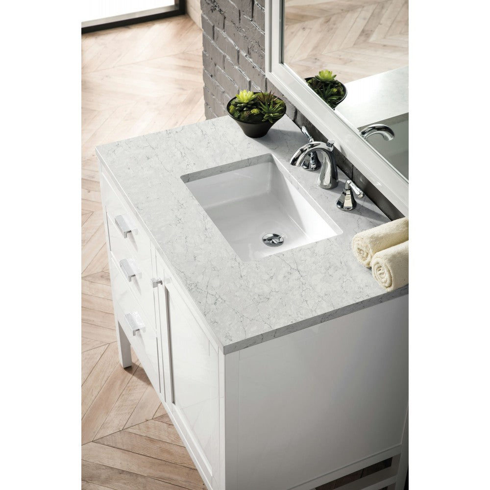 Addison 36" Single Vanity Glossy White w/ 3 CM Eternal Jasmine Pearl Quartz Top