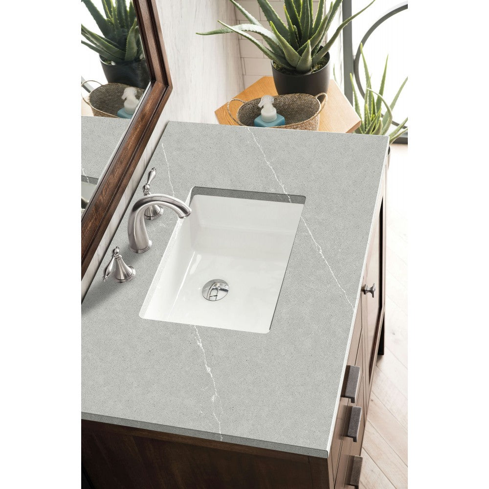 Addison 36" Single Vanity, Mid Century Acacia, w/ 3 CM Eternal Serena Quartz Top