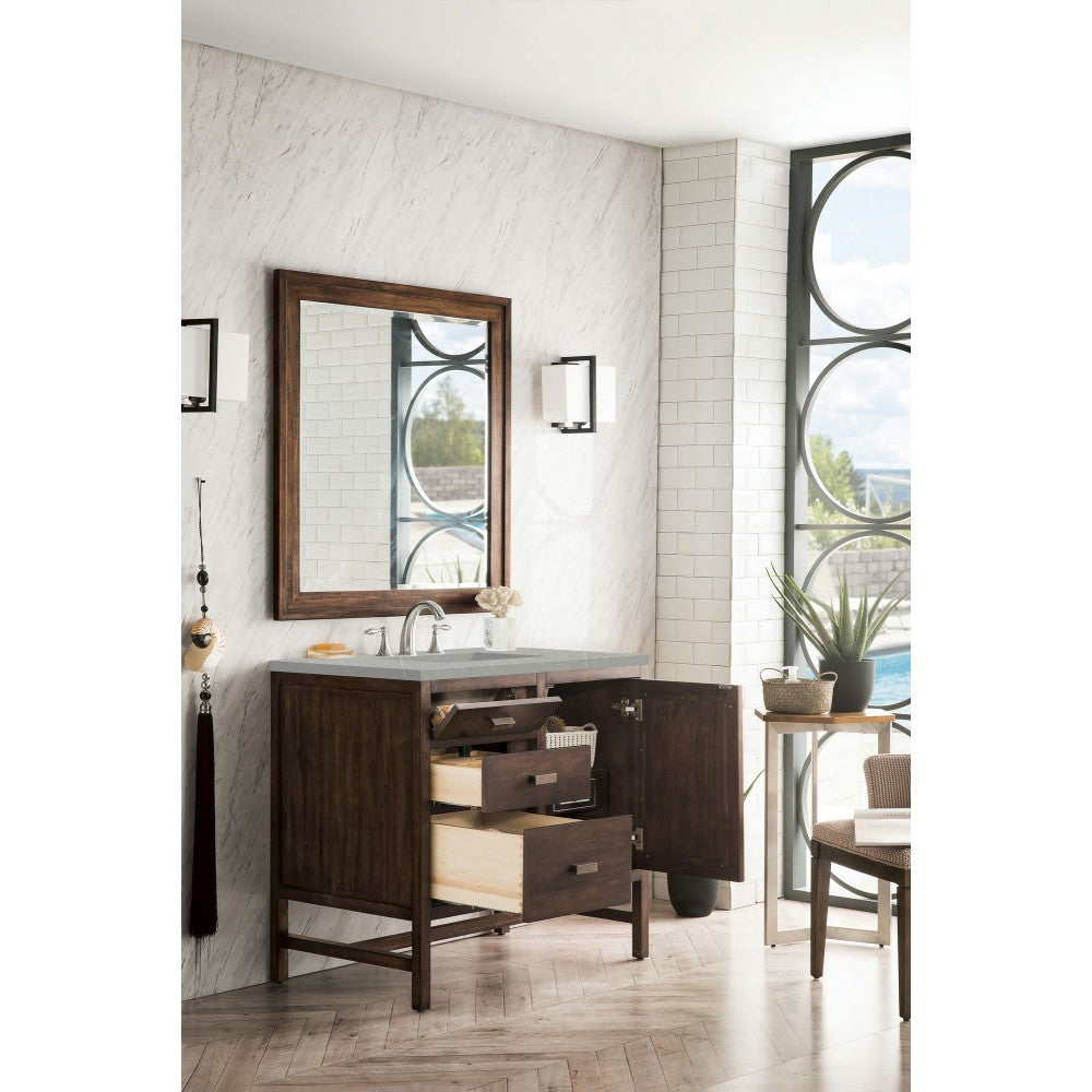 Addison 36" Single Vanity, Mid Century Acacia, w/ 3 CM Eternal Serena Quartz Top