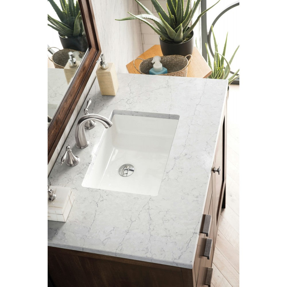 Addison 36" Single Vanity Mid Century Acacia w/ 3 CM Jasmine Pearl Quartz Top