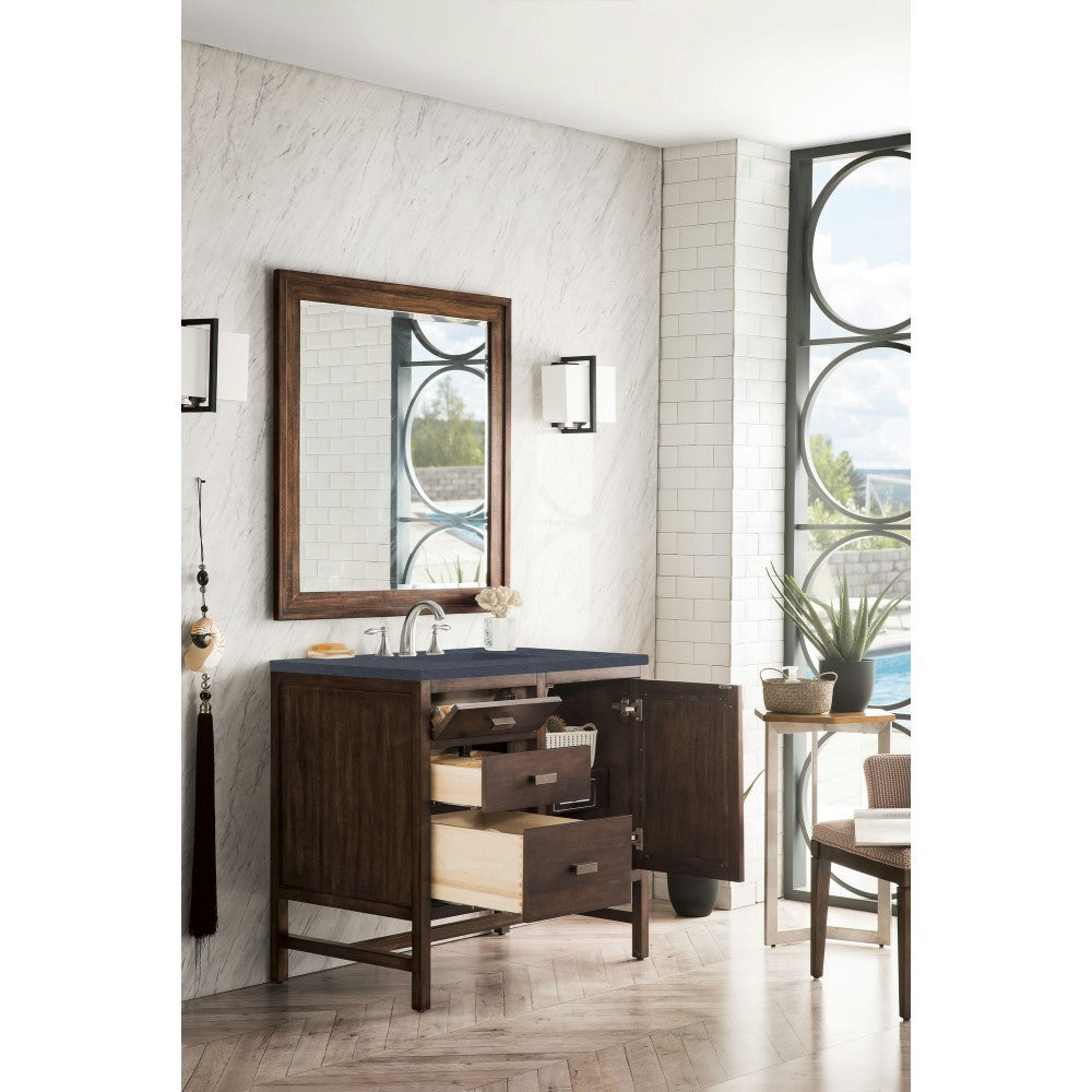 Addison 36" Single Vanity Mid Century Acacia w/3 CM Soapstone Quartz Top