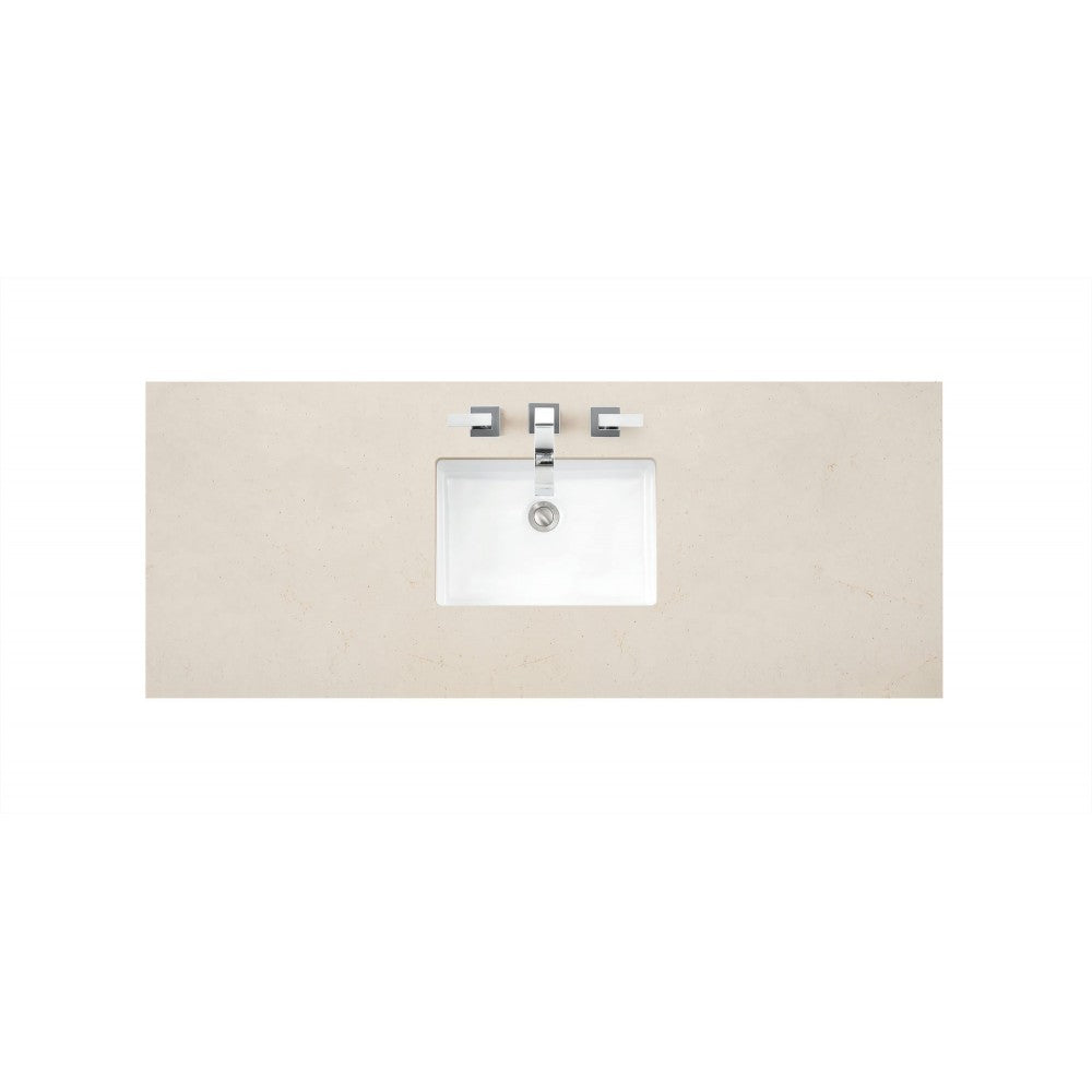 Addison 60" Single Vanity Cabinet , Glossy White, w/ 3 CM Eternal Marfil Top