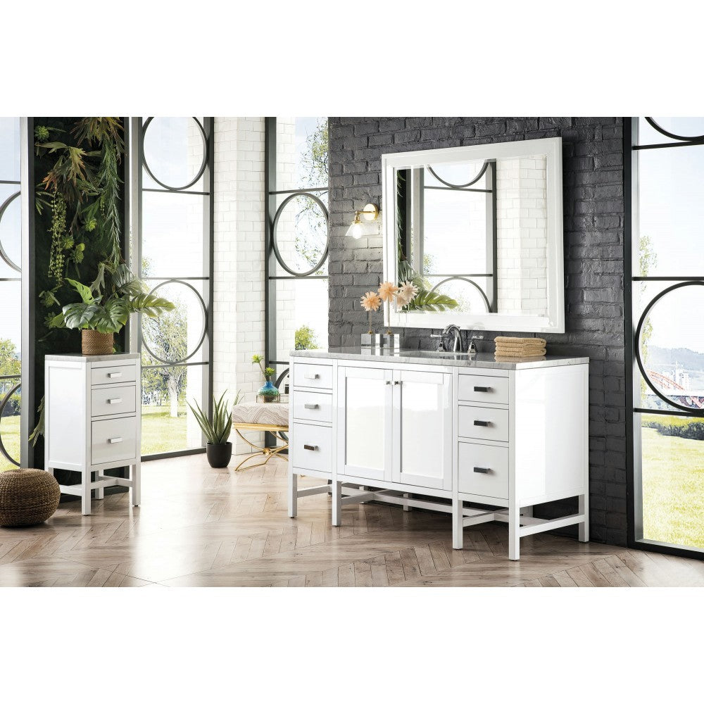Addison 60" Single Vanity , Glossy White, w/ 3 CM Arctic Fall Solid Surface Top