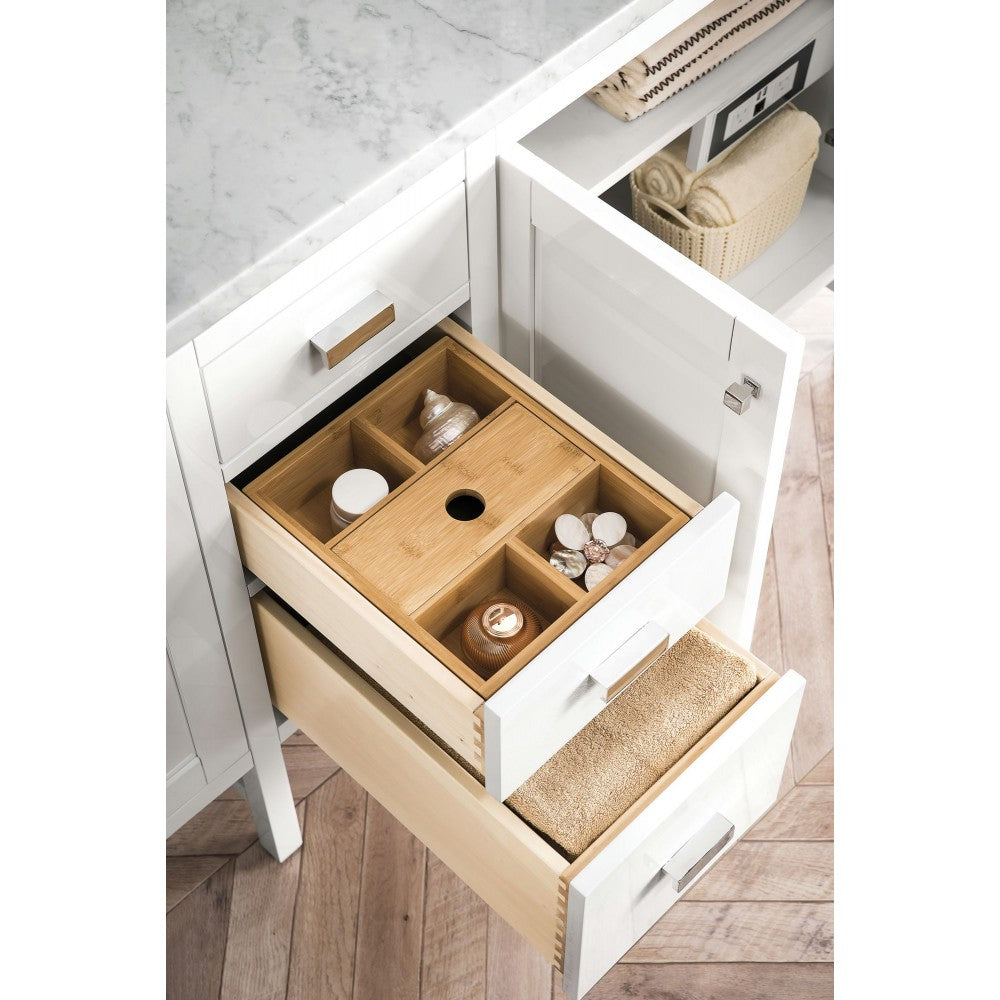 Addison 72" Double Vanity, Glossy White, w/ 3 CM Arctic Fall Solid Surface Top