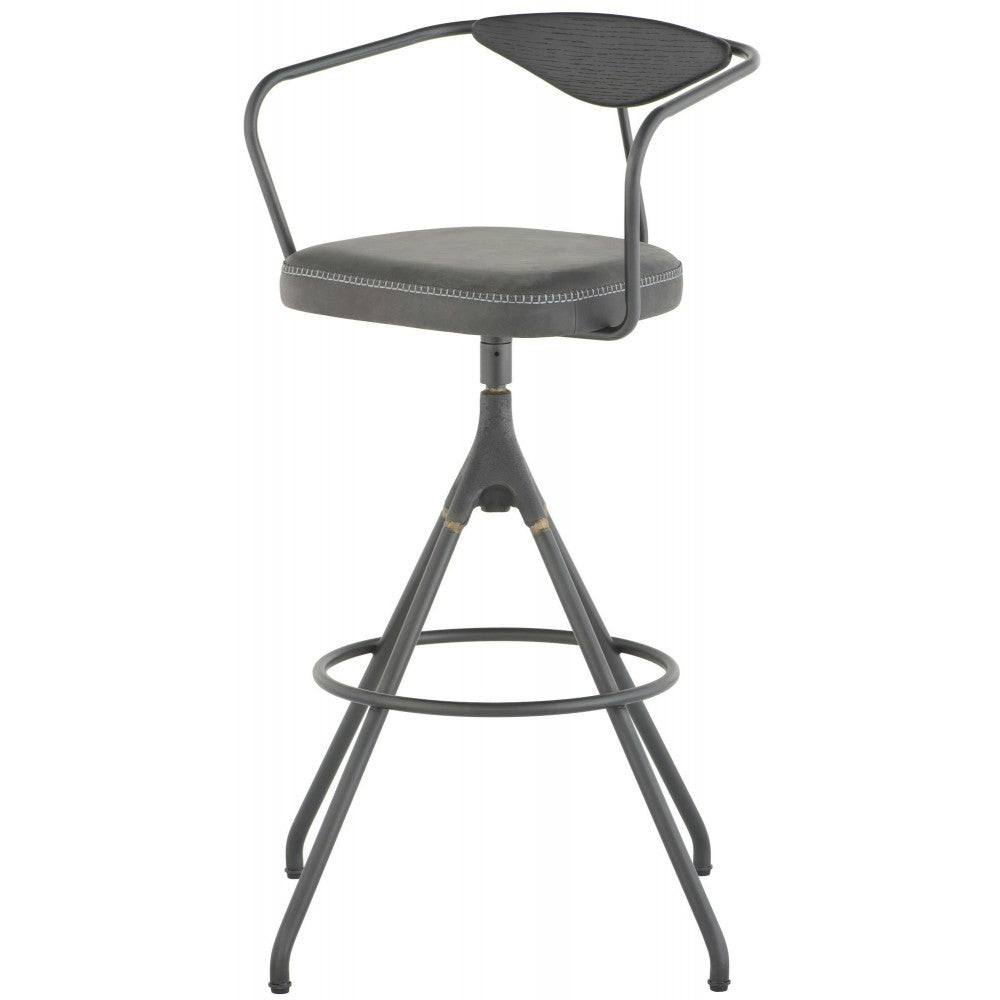 Akron Storm Black Leather Bar Stool