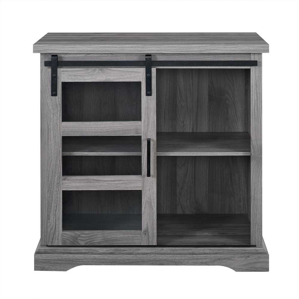 Alba 32" Sliding Glass Door Modern Accent Cabinet - Slate Gray