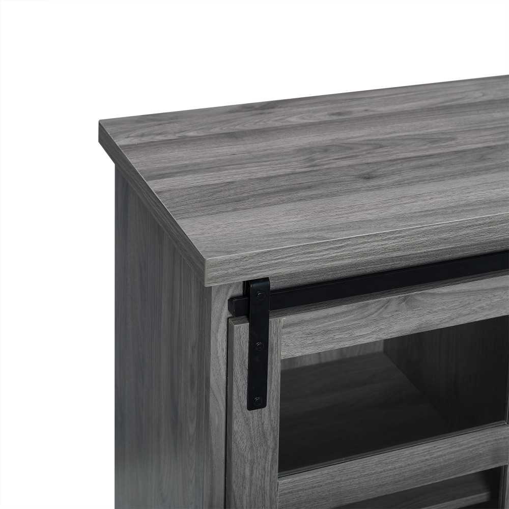Alba 32" Sliding Glass Door Modern Accent Cabinet - Slate Gray