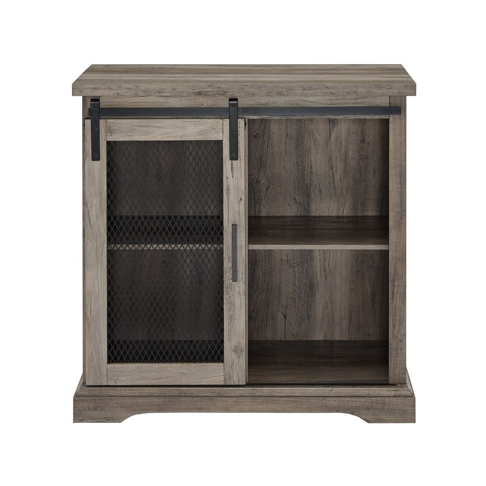 Alba 32" Sliding Mesh Metal Door Accent Cabinet - Gray Wash