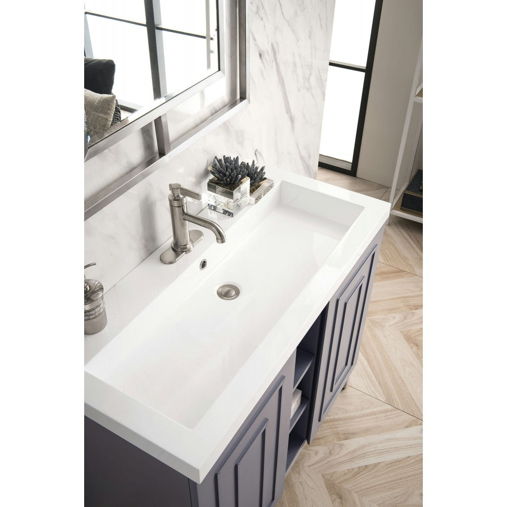 Alicante' 39.5" Single Vanity Gray Smoke Nickel w/White Glossy Composite Top