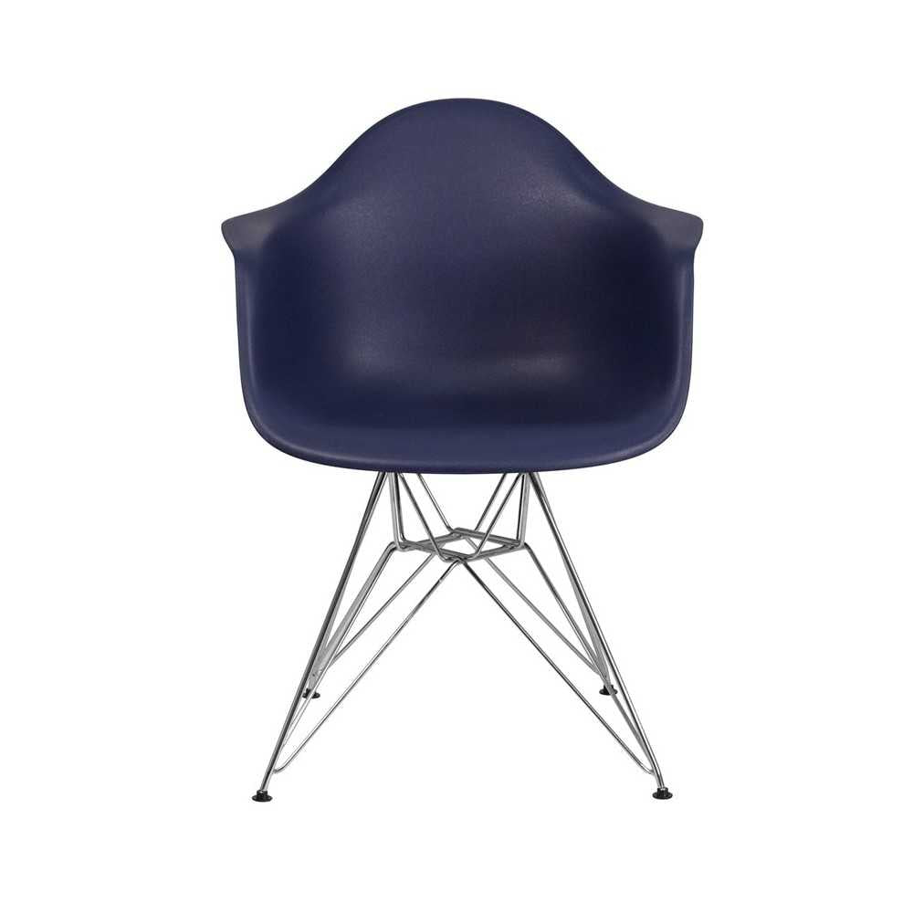 Alonza Series Navy Plastic Chair with Chrome Base
