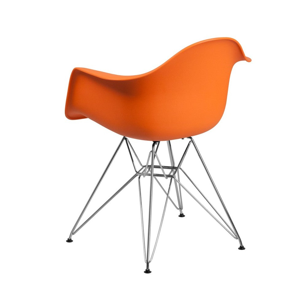 Alonza Series Orange Plastic Chair with Chrome Base